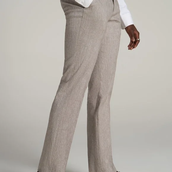 American Tall Stretch Linen Dress Pants for Tall Men in Brown Linen Size 30x38 - Picture 3 of 3